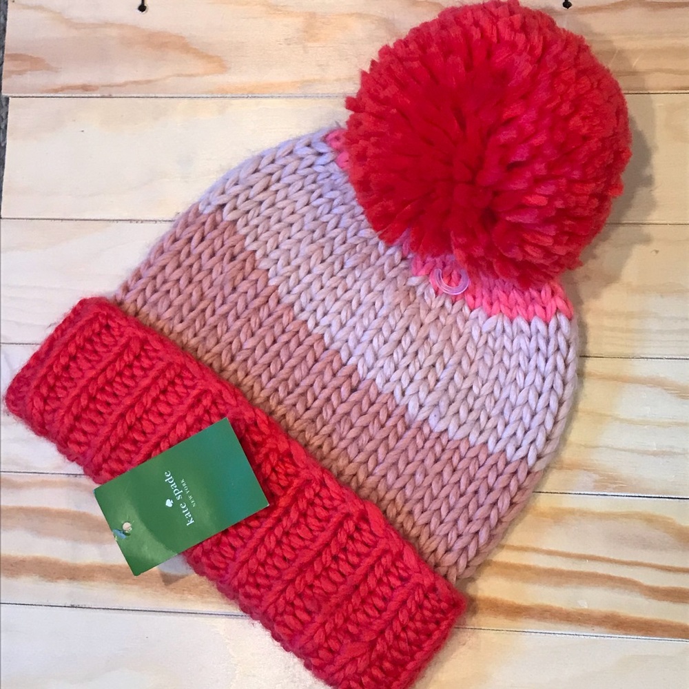Kate Spade hand knit colorblock winter hat